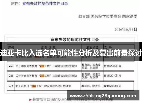 迪亚卡比入选名单可能性分析及复出前景探讨